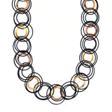 Black Piano Wire with Tortoise Rings Necklace