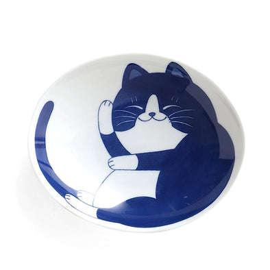 Blue & White Tuxedo Cat Deep Plate
