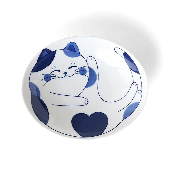 Blue & White Calico Cat Deep Plate