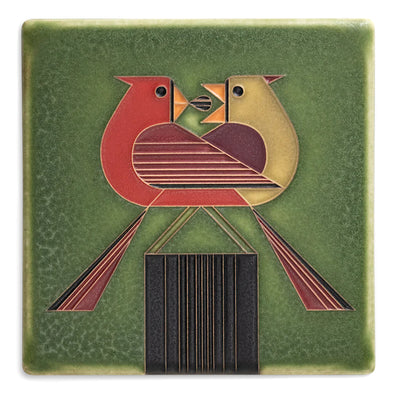 Charley Harper 'Redbird Romance' Motawi Tile