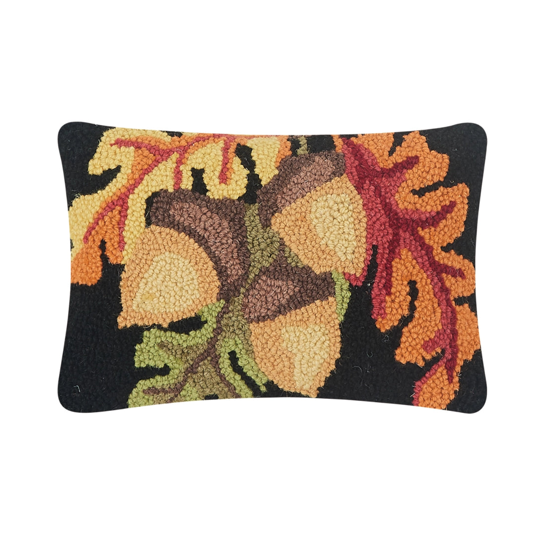 Acorn with Leaves Hooked Pillow
