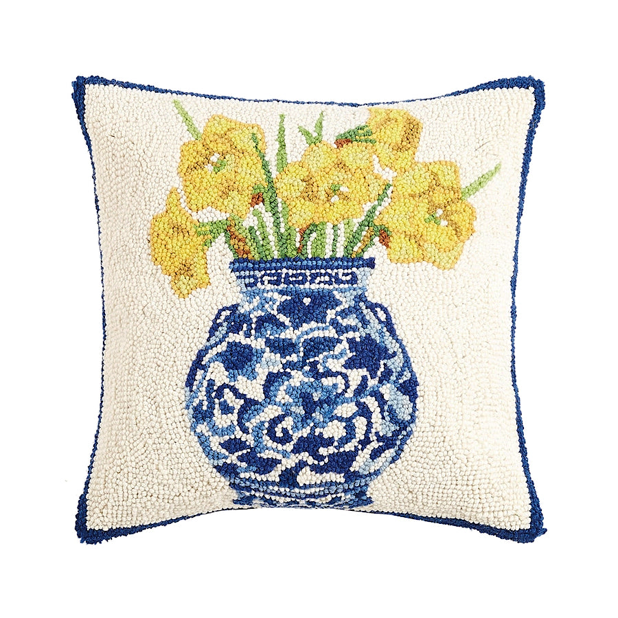 Chinoiserie Vase Daffodils Hook Pillow