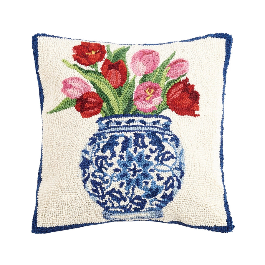 Chinoiserie Vase Tulips Hook Pillow