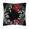 Holiday Mushrooms Wreath Hooked Pillow