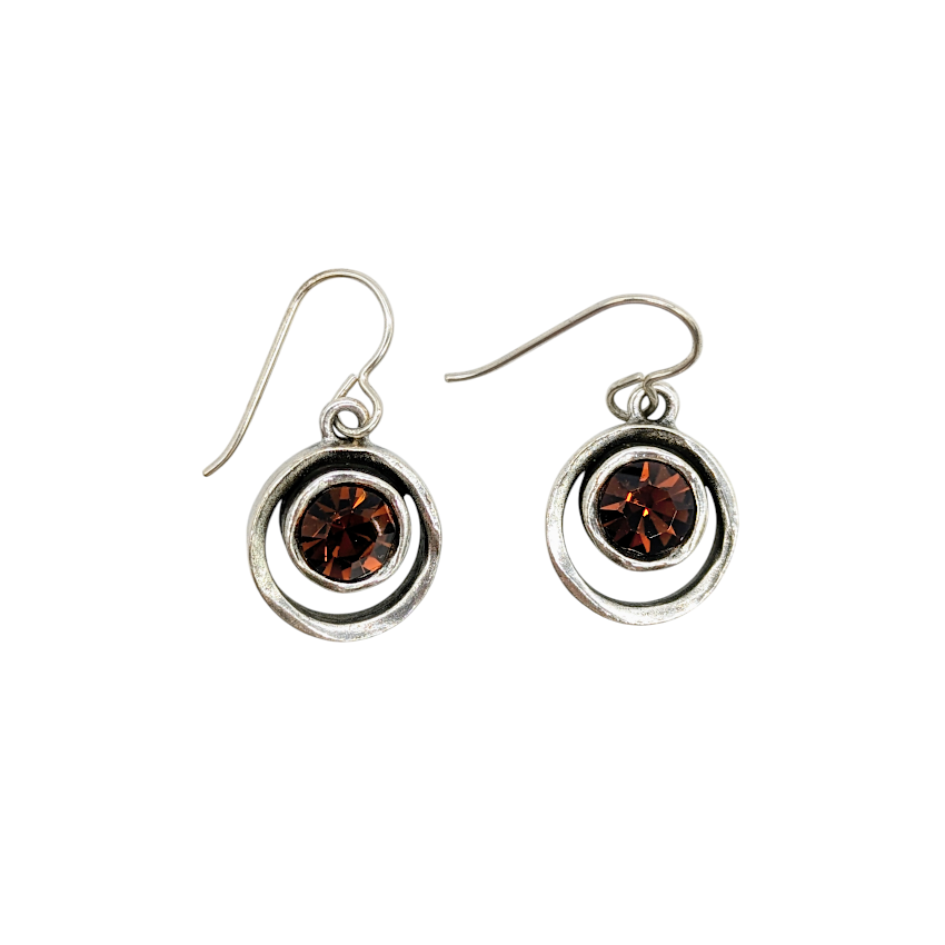 Skeeball Earrings by Patricia Locke - Smoked Quartz