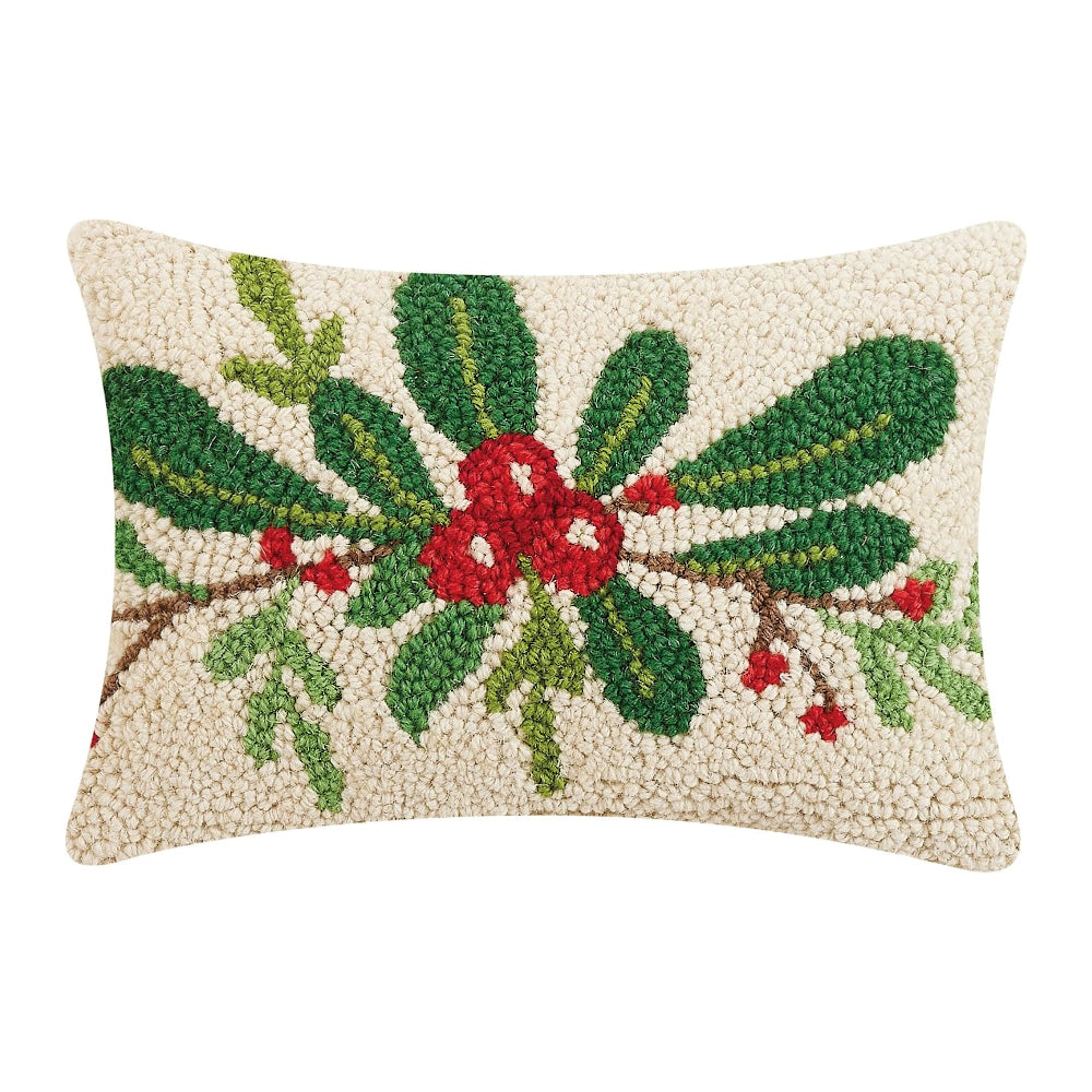 Holiday Foliage Hooked Pillow