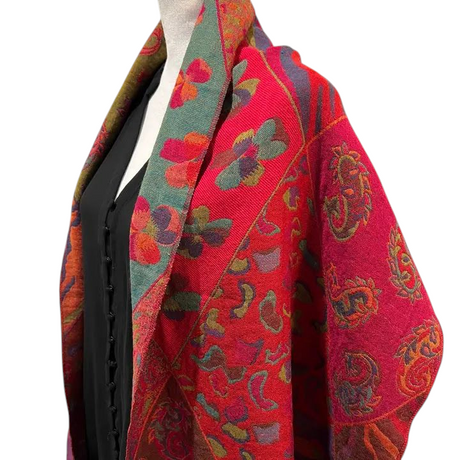 Reversible Merino Wool Shawl - Fuchsia
