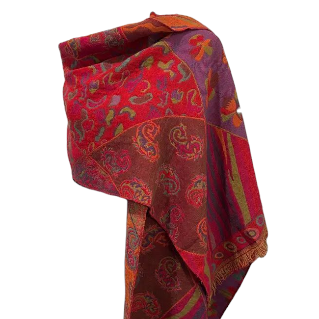 Reversible Merino Wool Shawl - Fuchsia