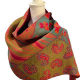 Reversible Merino Wool Shawl - Fuchsia