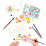 Floral-Themed Watercolor Coloring Book