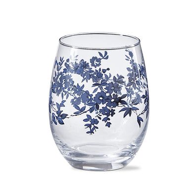 Cottage Floral Stemless Wine Glass