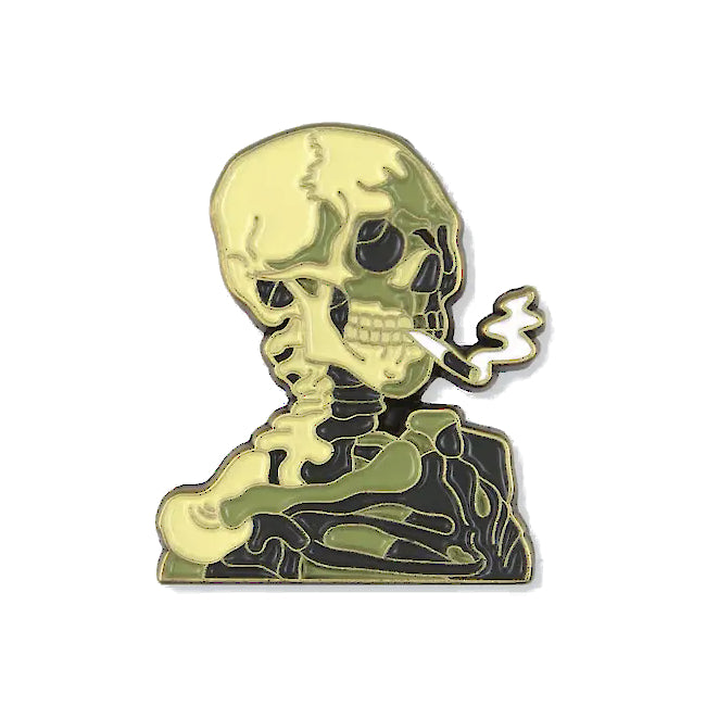 Van Gogh Smoking Skeleton Pin