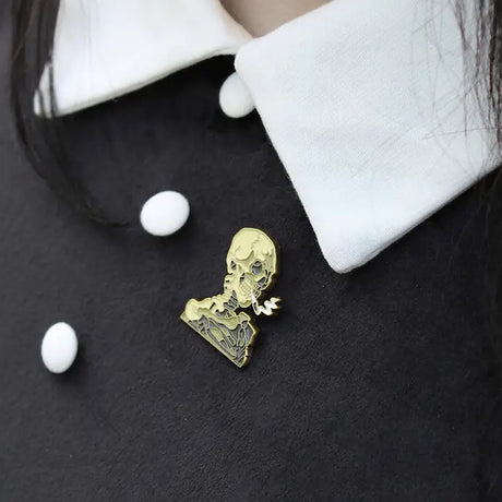 Van Gogh Smoking Skeleton Pin