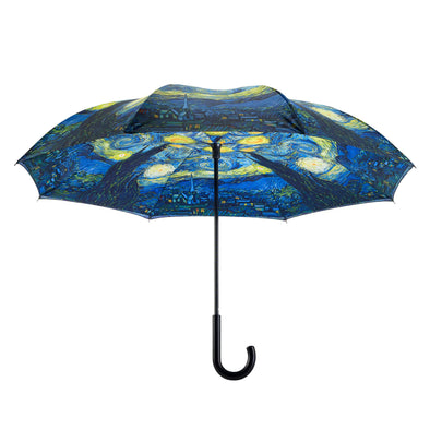 Van Gogh 'Starry Night' Reverse Close Umbrella