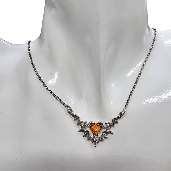 Three Bats Amber Necklace