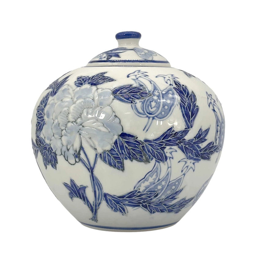 Textured Chinoiserie Ginger Jar