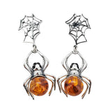 Amber Spider & Web Dangle Earrings