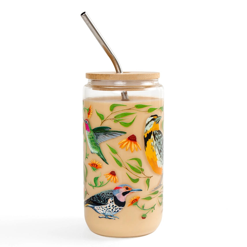 Feathered Friends Birds Glass Can