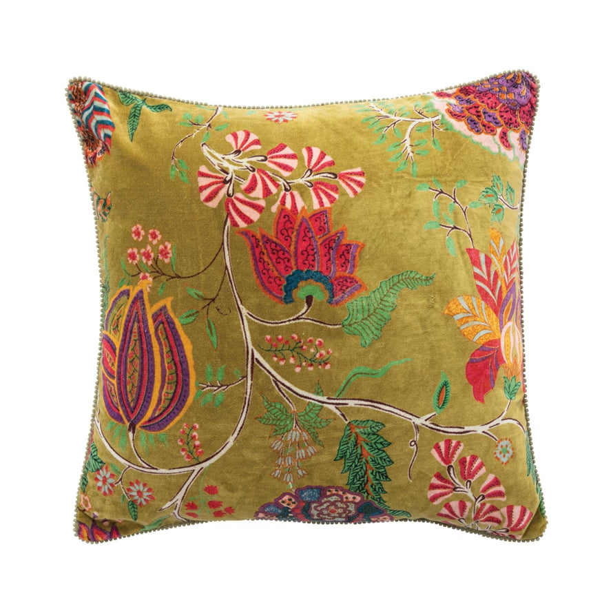 Velvet Garden Pom Pillow
