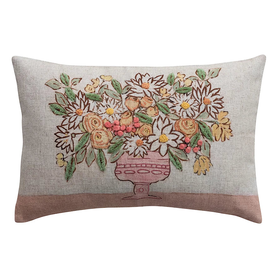 Embroidered Still Life Pillow
