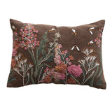 Flowers & Bees Embroidered Pillow