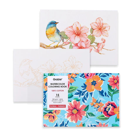 Floral-Themed Watercolor Coloring Book