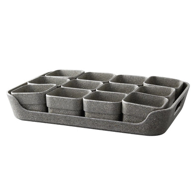 Sustainable Herb Pot and Tray Set (12 Pieces)