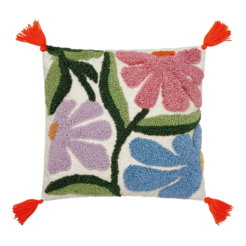 Wavy Floral Hooked Pillow