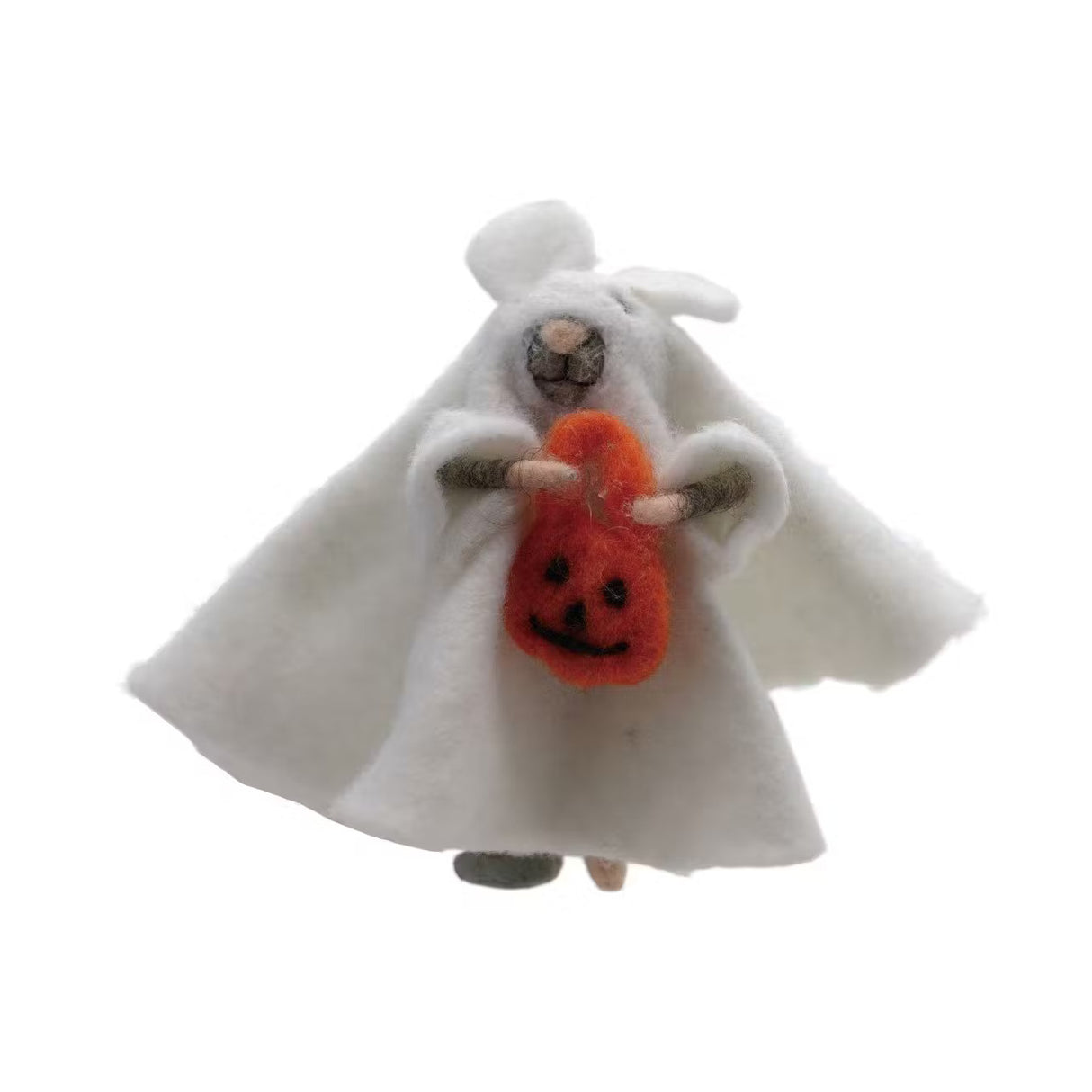 Felted Mouse in Ghost Costume