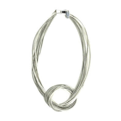 Silver & White Piano Wire Knot Necklace