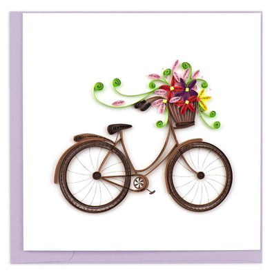 Bicycle with Flower Basket Quilling Card