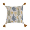 16" Pillow with Botanical Print & Tassels