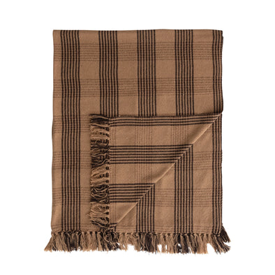 Brown & Tan Plaid Recycled Cotton Throw Blanket