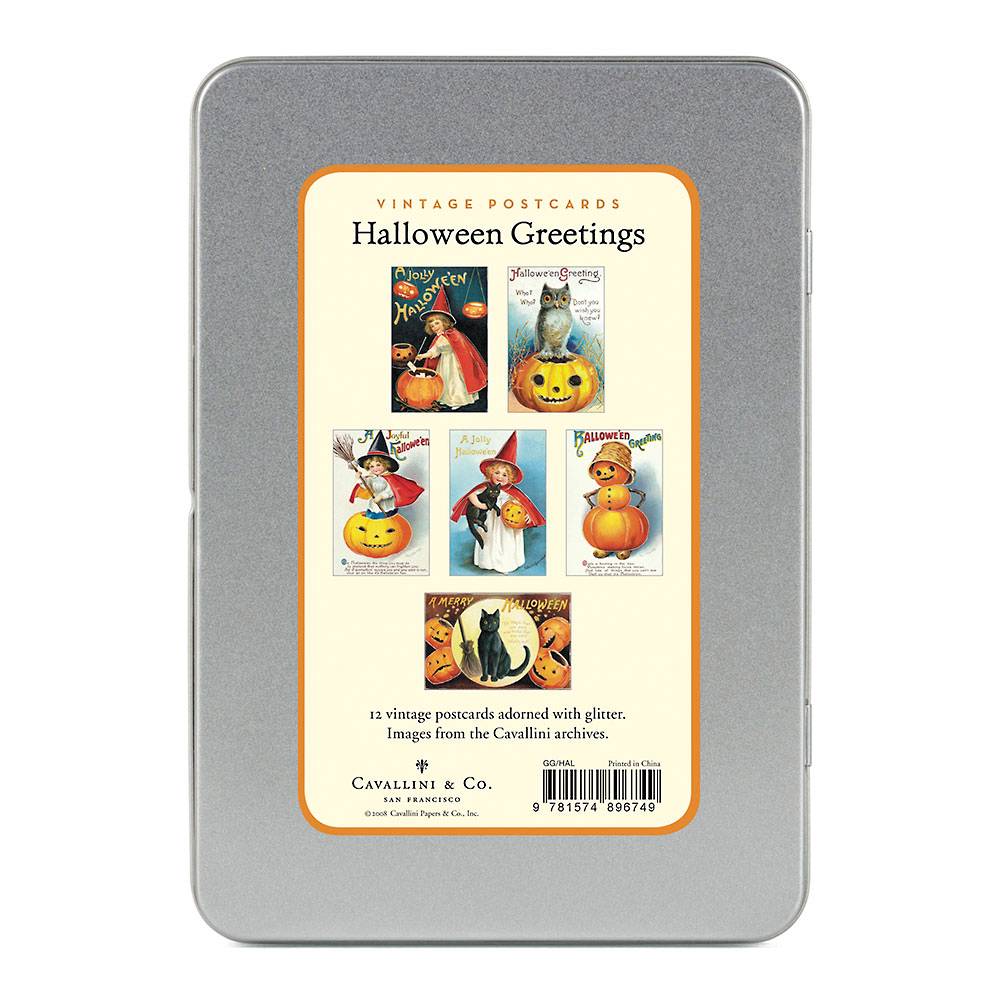 Vintage Halloween Glitter Greeting Postcards