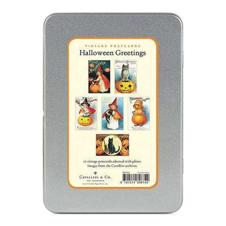 Vintage Halloween Glitter Greeting Postcards