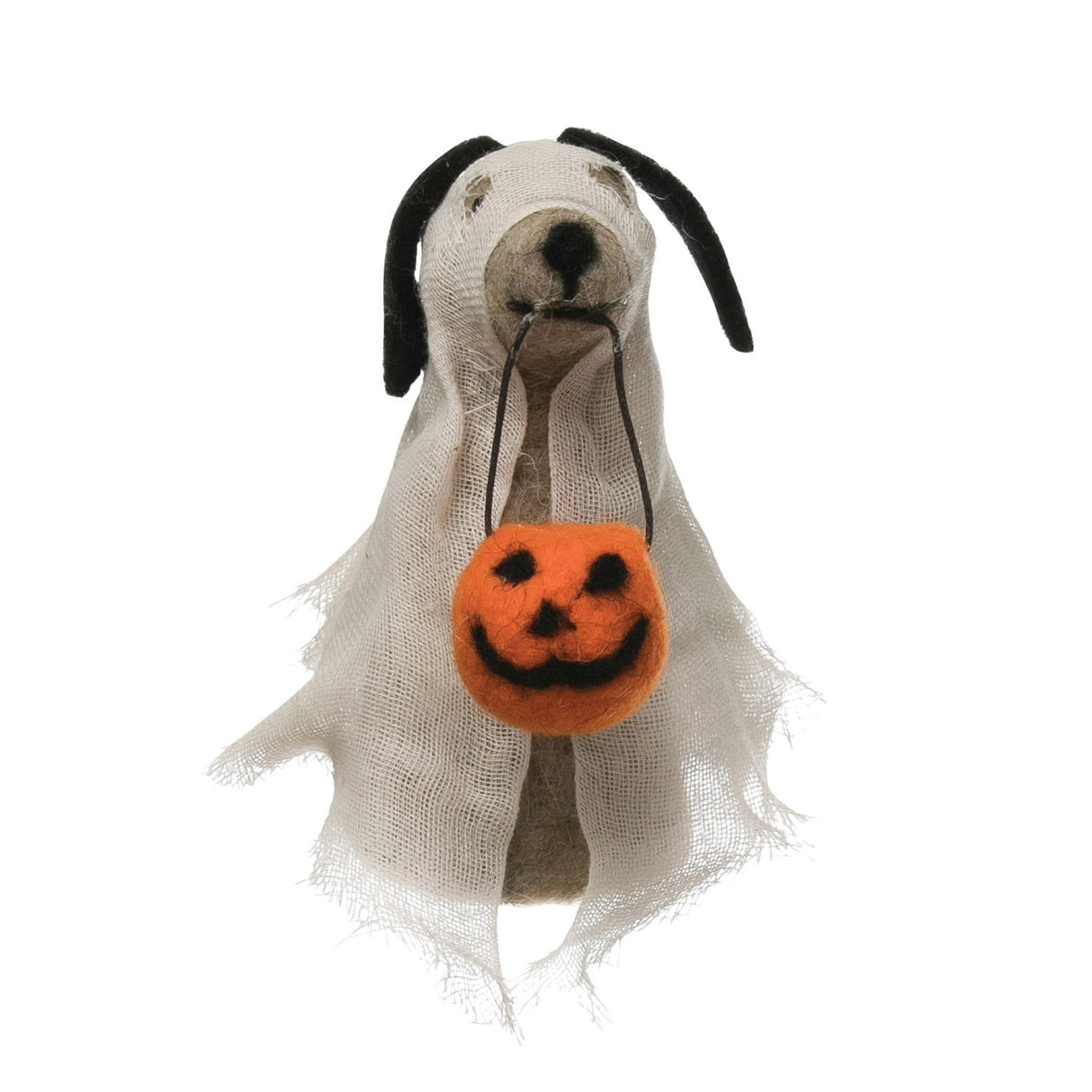 Felted Dog in Ghost Costume