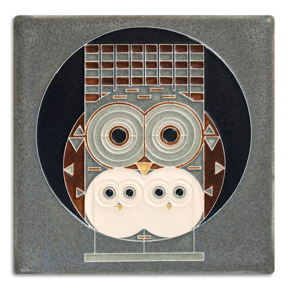 Charley Harper 'Family Owlblum' Motawi Tile