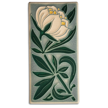 Peony Bloom Motawi Tile - Grey Blue