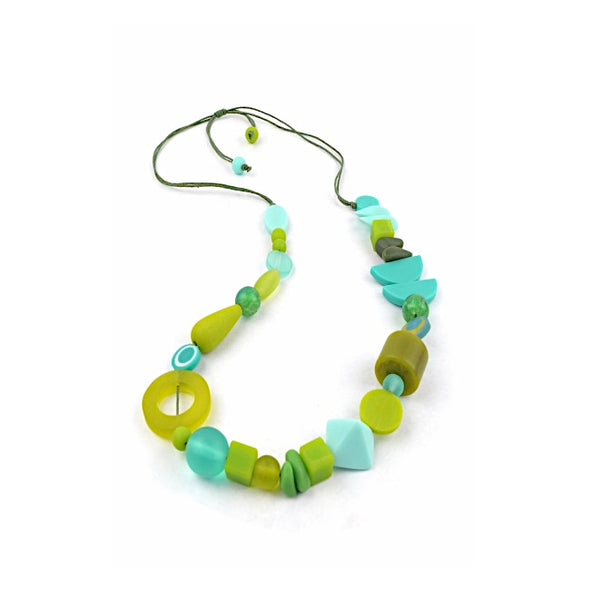 Aqua & Green Adjustable Resin Necklace