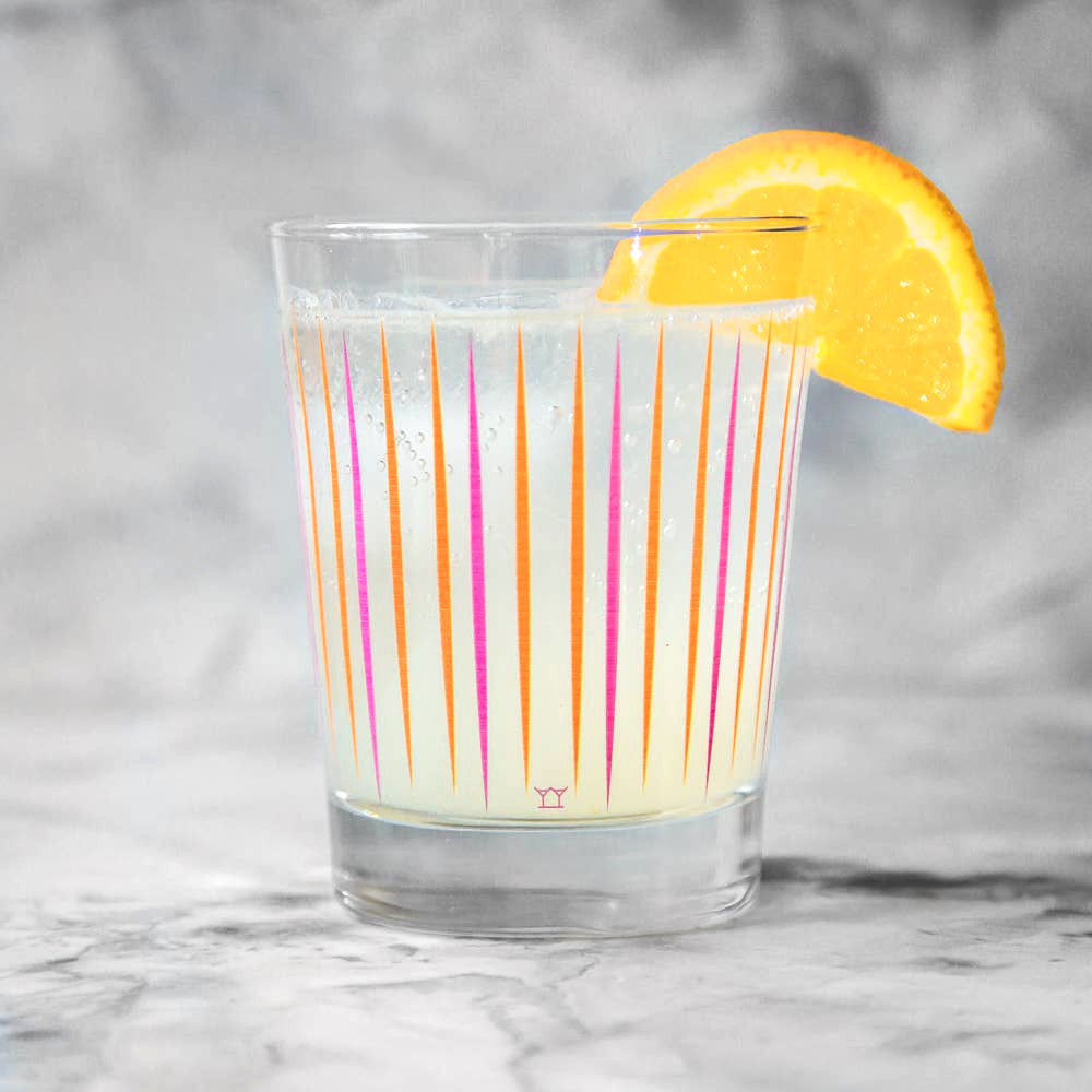 Modern Home Bar "Pick Me" Orange and Pink Old Fashioned Glasses