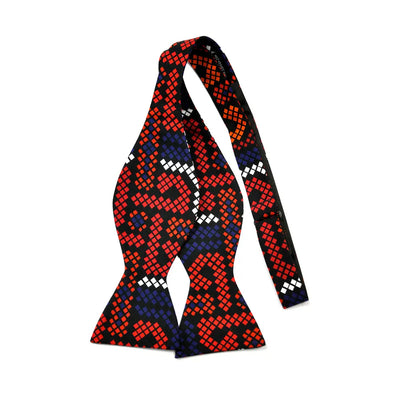 Red and Blue African Print Bow Tie
