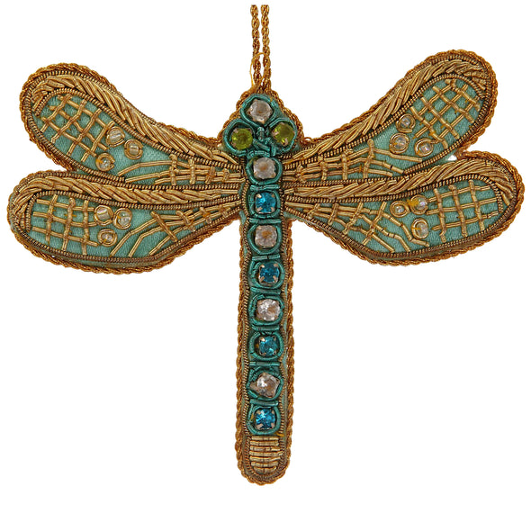 Turquoise Satin Dragonfly Ornament