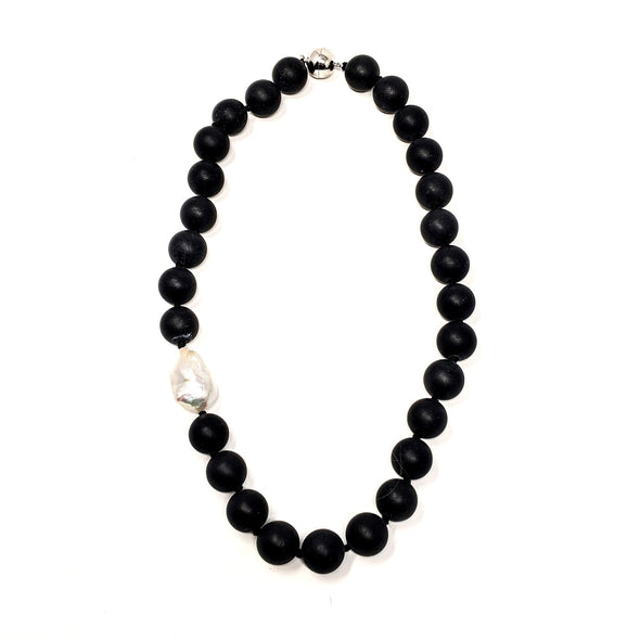 Matte Black Onyx with Keisha Pearl Necklace