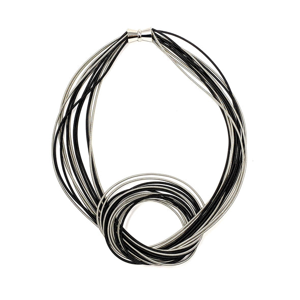 Black & Silver Piano Wire Knot Necklace