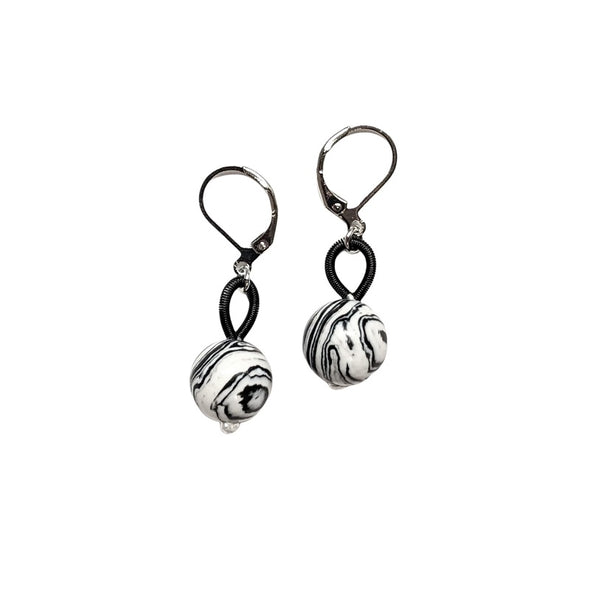 Black & White Marbled Porcelain Earrings
