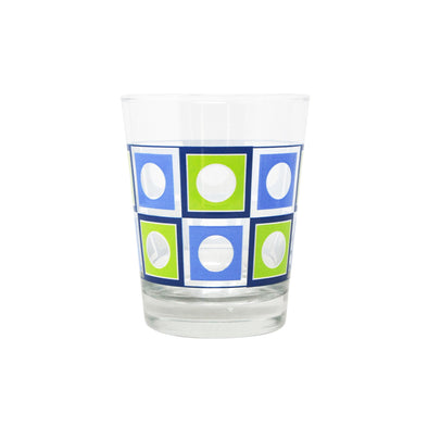 Modern Home Bar Blue and Green Square Peg Old Fashioned Glasses