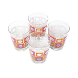 Modern Home Bar Orange and Pink Square Peg Old Fashioned Glasses